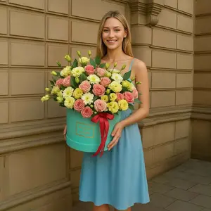 Большой букет цветов в коробке